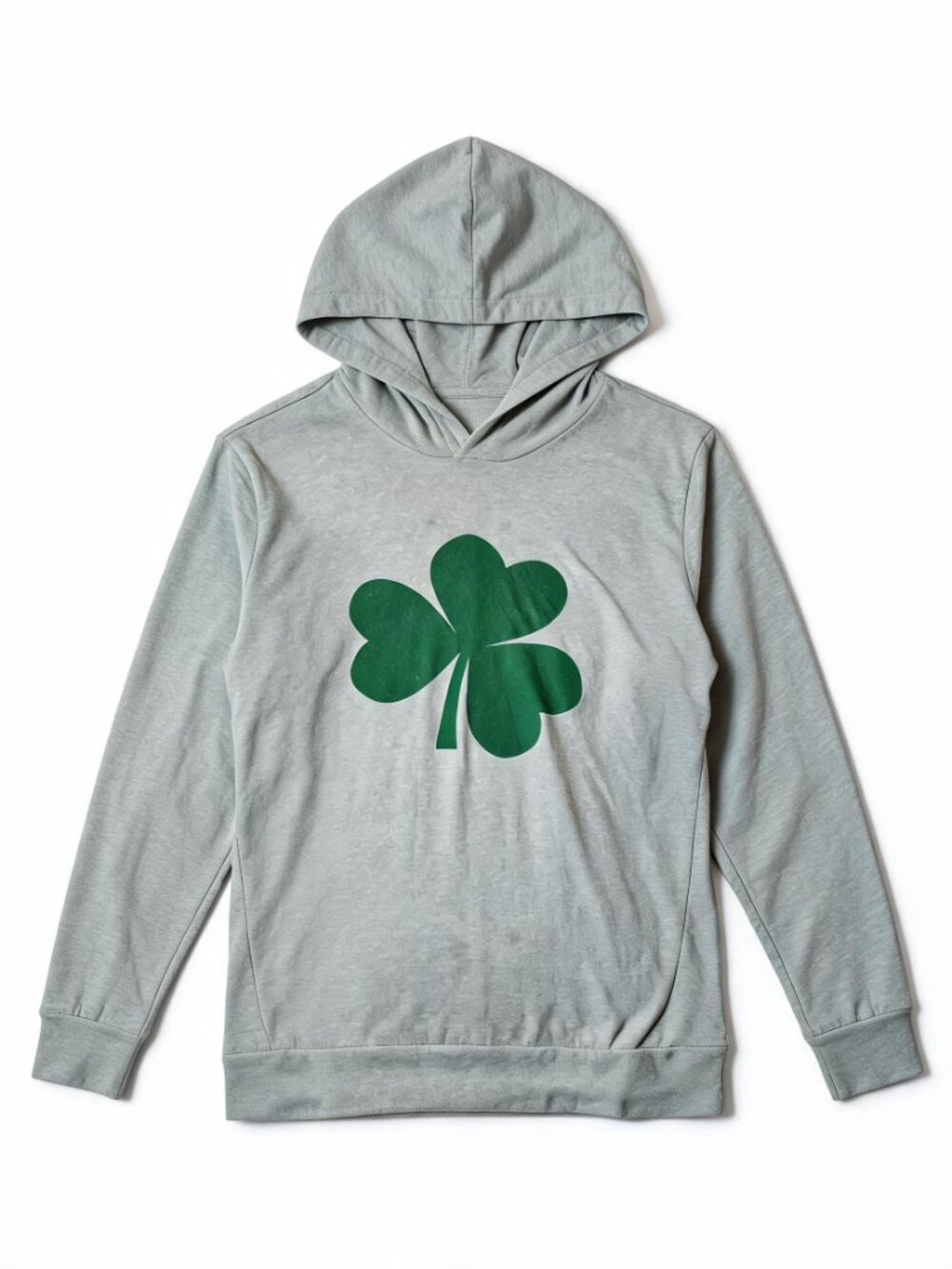 Urban Smalls boys medium green shamrock long sleeve tee light gray shirt - Picture 2 of 7
